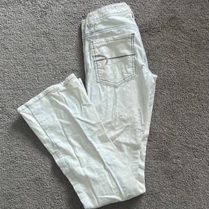 White bootcut corduroys